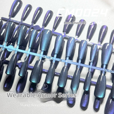 Uñas Postizas Cat Eye Azul Verde Camaleón - Diseño Elegante y Moderno - Image 6