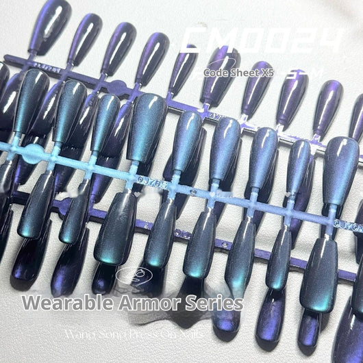 Uñas Postizas Cat Eye Azul Verde Camaleón - Diseño Elegante y Moderno - Image 6