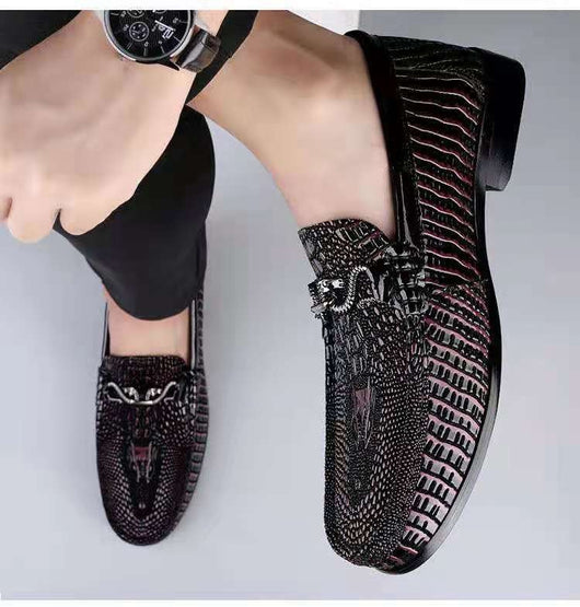 Mocasines de Piel Grabada con Textura de Serpiente para Conducir - Image 14