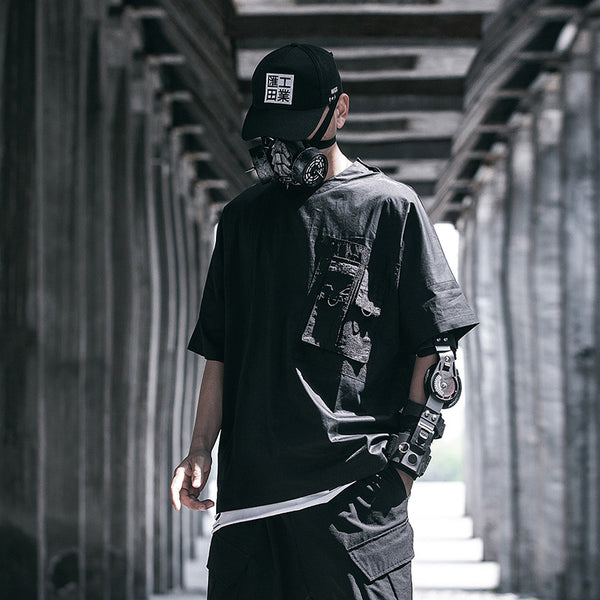 Playera Hip-hop Suelta Funcional Estilo Oscuro para Hombre - Verano