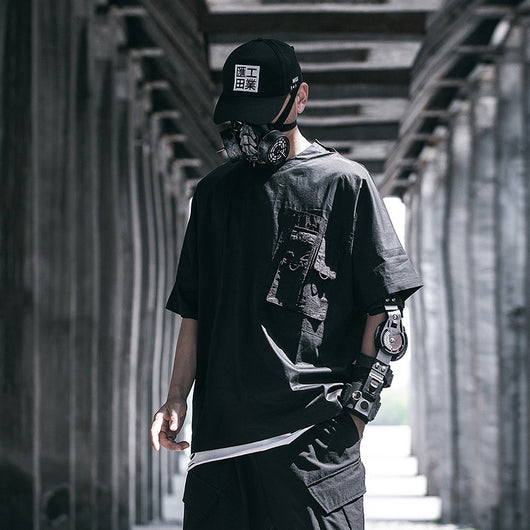 Playera Hip-hop Suelta Funcional Estilo Oscuro para Hombre - Verano