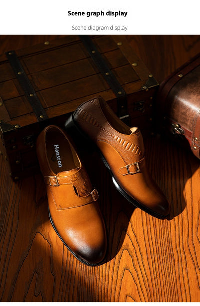 Zapatos de Cuero Ejecutivo Retro con Doble Hebilla - Estilo Clásico para Hombre - Image 17