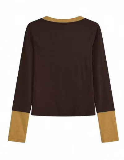 Camiseta Manga Larga Retro Bicolor con Efecto Dos Piezas - Image 14