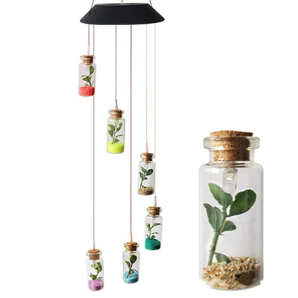 Lámpara Solar Decorativa Botella de Deseos con Luz LED Multicolor