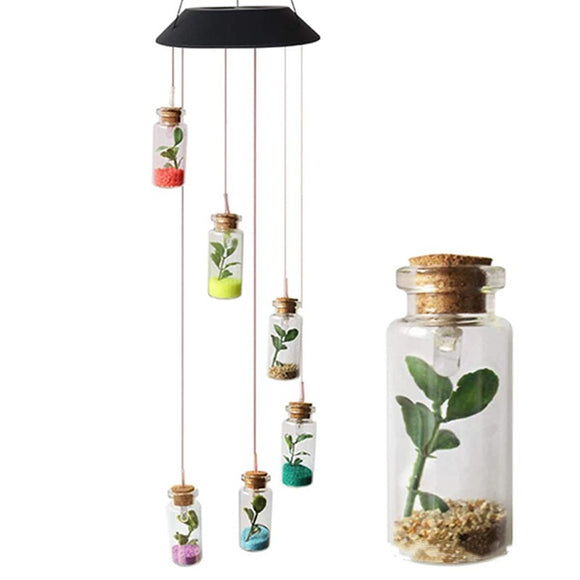 Lámpara Solar Decorativa Botella de Deseos con Luz LED Multicolor