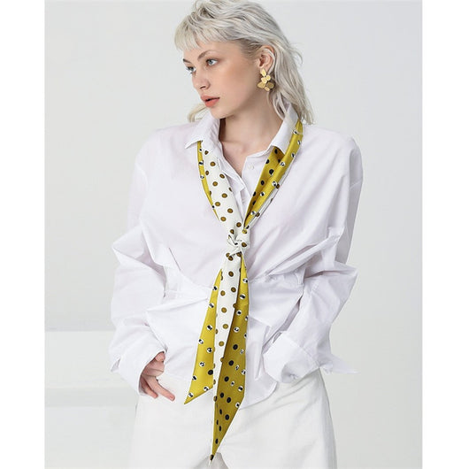 Pañuelo de Seda Estampado con Lunares - Image 7
