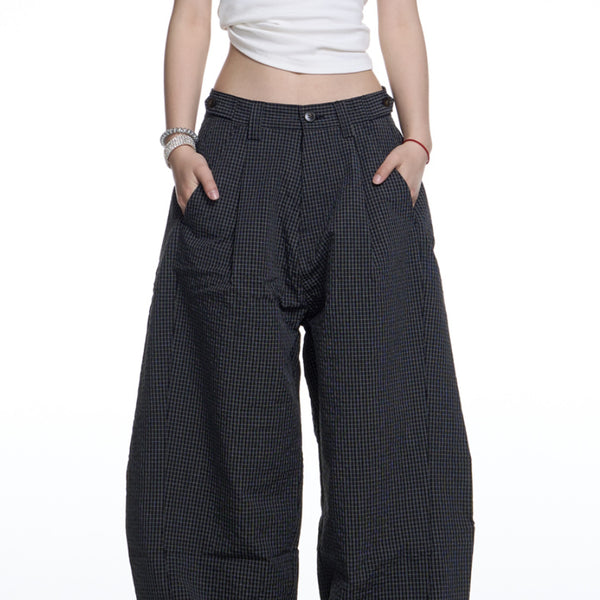 Pantalones Anchos de Cuadros Retro Americano para Mujer - Comodidad Casual