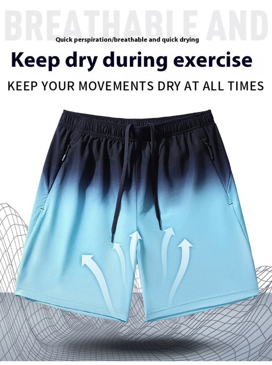 Pantalones Cortos Deportivos Ice Silk Degradado para Hombre - Ideales para Playa y Verano - Image 14