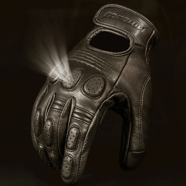 Guantes de Cuero para Motociclismo Off-Road con Protección Reforzada