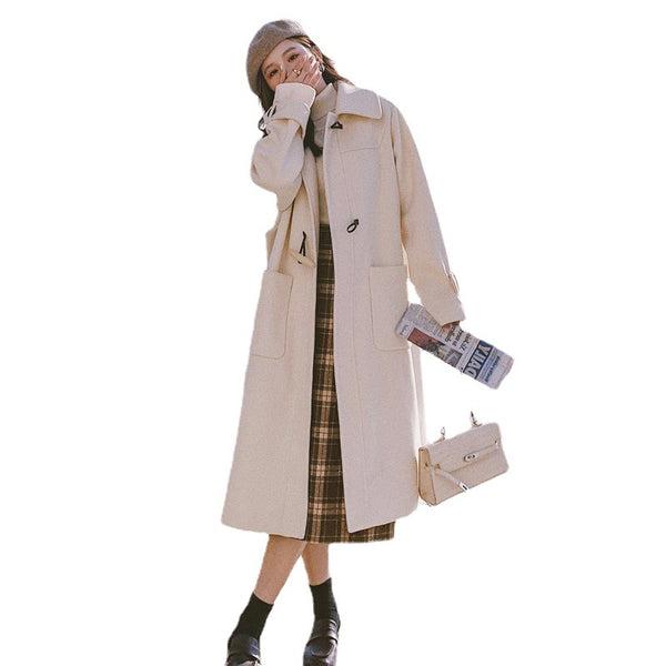 Abrigo de Lana para Mujer Estilo Coreano Otoño Invierno