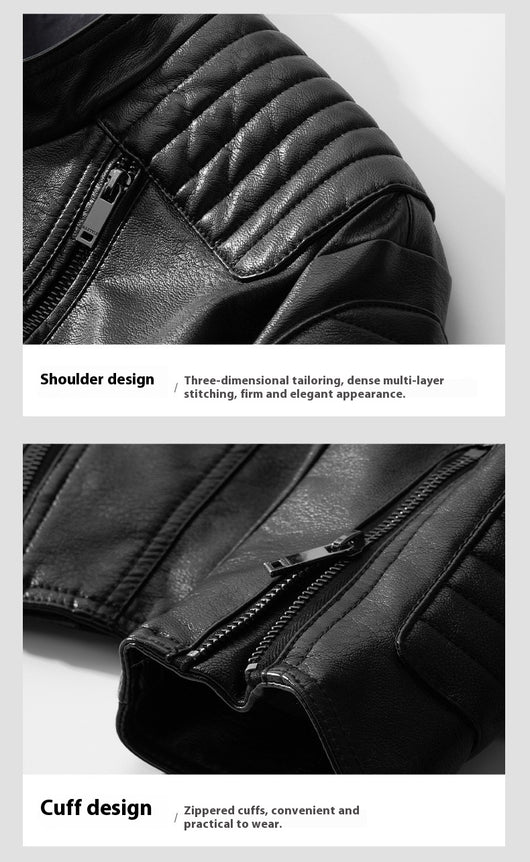 Chaqueta de Cuero para Hombre Primavera Otoño - Estilo Motociclista Casual - Image 8