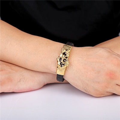 Pulsera de Cuero Negro con Acero Titanio - Joyería Masculina Elegante - Image 15