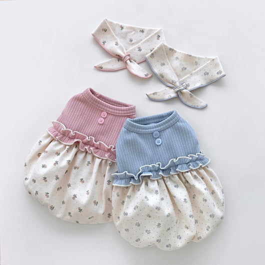 Chaleco Floral con Falda Burbuja y Bufanda Cálida - Conjunto Adorable para Niña - Image 10