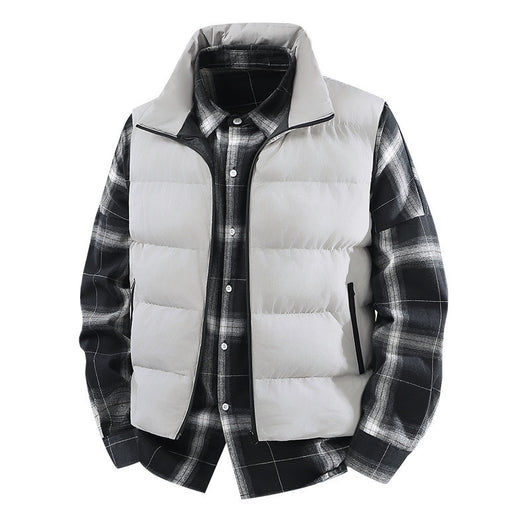 Chaleco Abrigo Suelto Cálido para Hombre Talla Grande con Cuello de Pie - Image 8