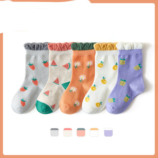 Calcetines Infantiles de Tubo con Diseño de Frutas - Algodón Suave para Niños y Niñas - Image 3