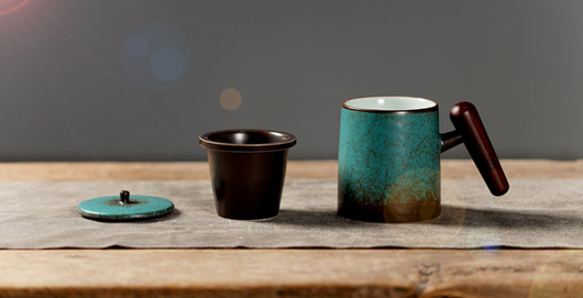 Taza Cerámica Japonesa con Tapa y Separador de Té - Image 6