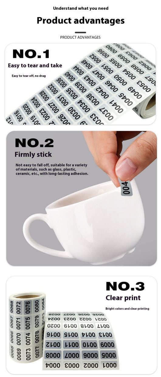 Roll of matte silver adhesive labels with sequential black serial numbers from 00001 to 00024 visible. - Image 12