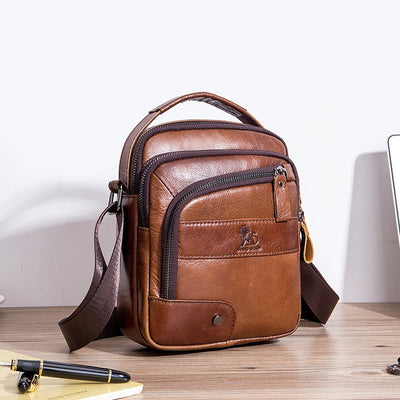 Bolsa Bandolera de Cuero Genuino para Hombre - Diseño Minimalista