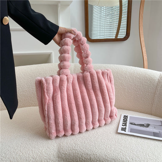 Bolso de Hombro Amplio con Capacidad Grande y Diseño Moderno en Peluche - Image 5