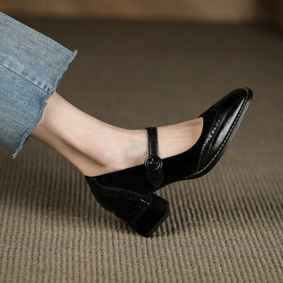 Zapatos Mary Jane Vintage con Tacón Grueso y Punta Cuadrada para Mujer - Image 7