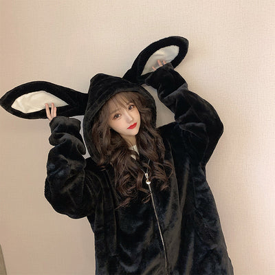 Sudaderas Góticas Harajuku para Parejas con Conejo Adorable - Otoño Invierno - Image 9