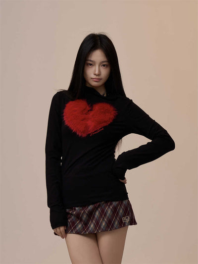 Blusa Retro de Manga Larga con Corazón Creativo - Corte Holgado y Elegante - Image 4