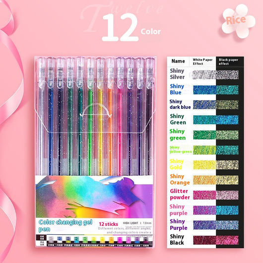 Set de Bolígrafos Gel Brillante con Marcadores Fluorescentes - Image 4