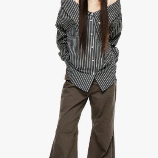 Blusa Rayada Vertical Desmontable para Mujer - Image 2