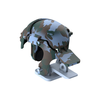 Mobile game trigger accessory with a digital camouflage pattern, designed for smartphones, shown on a white stand. - Image 9