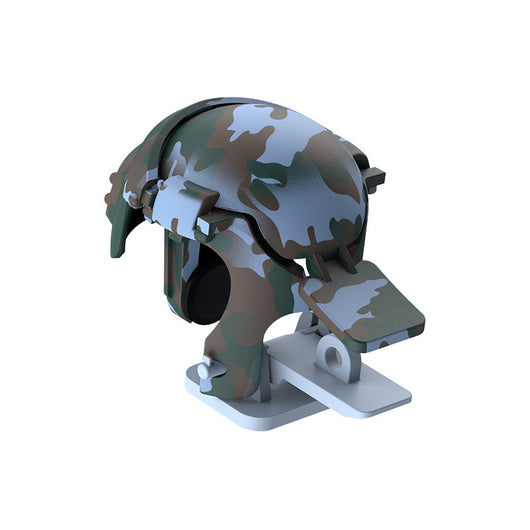 Mobile game trigger accessory with a digital camouflage pattern, designed for smartphones, shown on a white stand. - Image 9