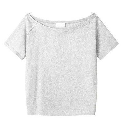 Blusa Holgada de Hombro Oblicuo Manga Corta para Mujer - Image 7