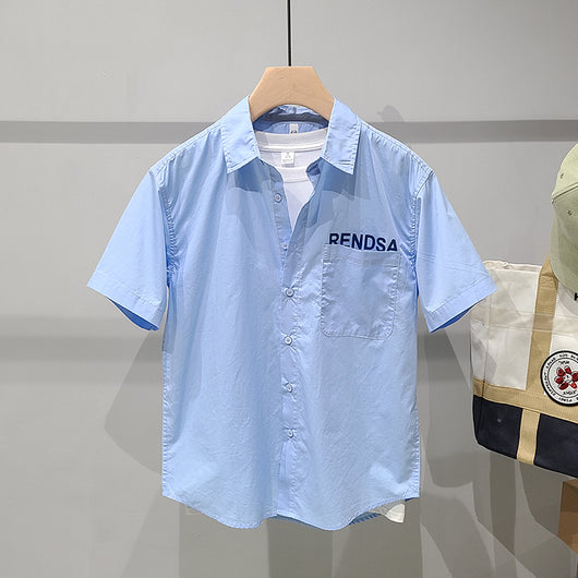 Camisa Casual para Hombre con Estampado de Letras y Bolsillos - Image 8
