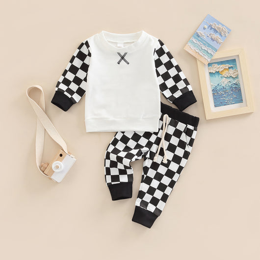 Conjunto Infantil Cuadros con Suéter y Pantalón Largo - Image 11