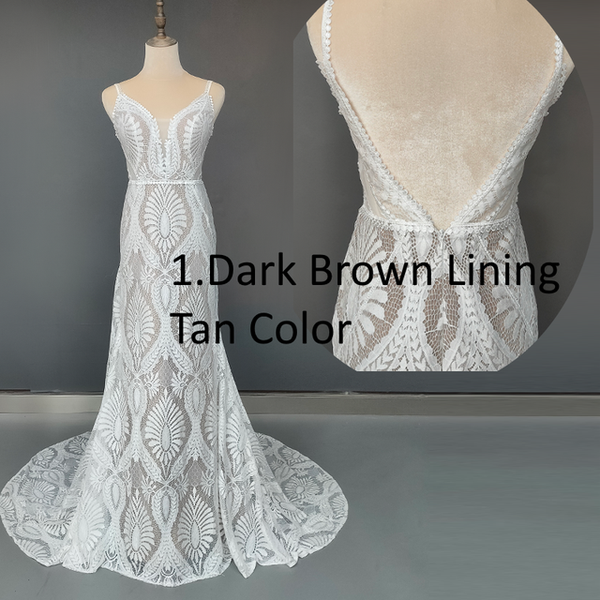 Vestido de Novia Bohemio con Escote V, Encaje y Tirantes Finos - Diseño Backless para Playa - Image 3