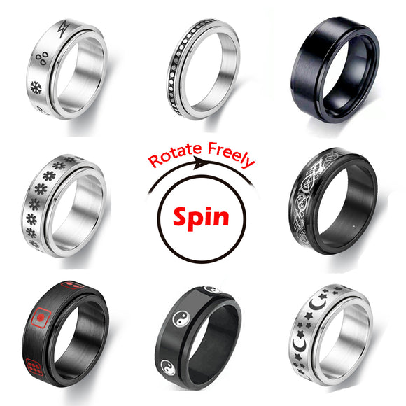 Anillo Giratorio Doble de Acero Titanio para Hombre