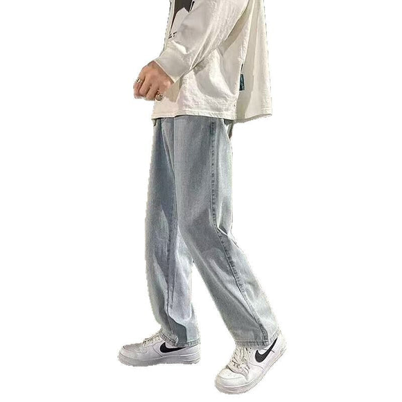 Jeans Grises Holgados de Pierna Recta para Hombre