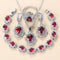 Conjunto de 4 Piezas de Joyería Granate: Collar, Pulsera, Anillo y Aretes