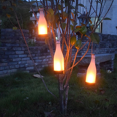 Luz Solar LED con Efecto Llama para Botellas de Vino - Decoración Exterior