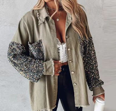 Camisa Denim Holgada con Lentejuelas y Borlas - Image 9