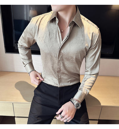 Camisa Larga Hombre Ice Silk Textura Premium - Transpirable y Fresca - Image 24