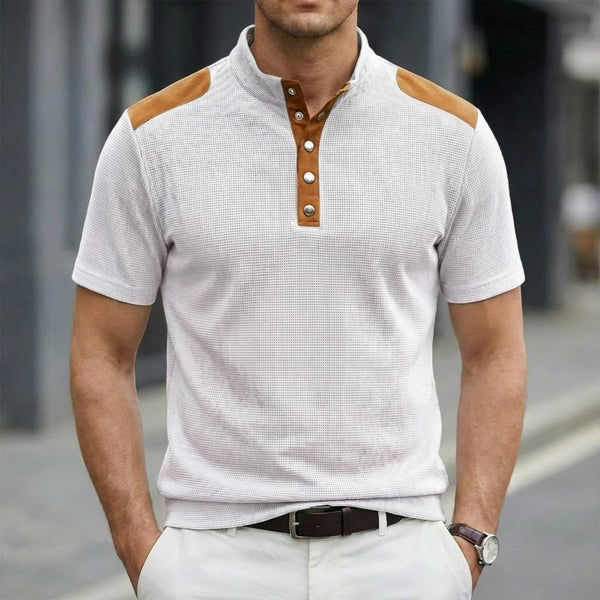 Playera Casual Transpirable con Cuello Tipo Polo y Bloques de Color para Hombre