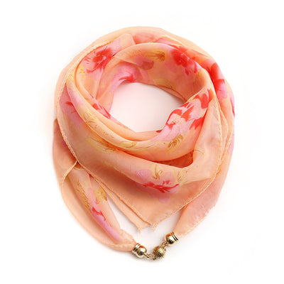 Pañuelo Floral Dorado de Gasa Ligera para Mujer - Image 18
