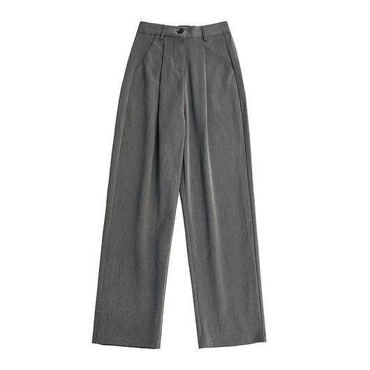 Pantalones Anchos Cintura Alta Mujer - Drapeado Elegante Negro y Gris - Image 5
