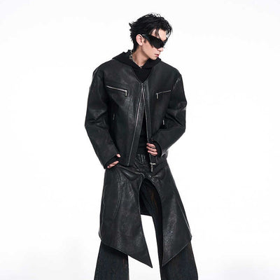 Chamarra de Cuero para Hombre con Diseño Nicho y Cierre V-Neck