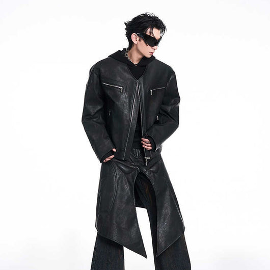 Chamarra de Cuero para Hombre con Diseño Nicho y Cierre V-Neck