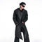 Men's Leather Jacket with Niche Design and V-Neck Closure