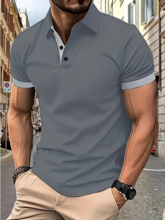 Polo Casual Holgado de Manga Corta Liso para Hombre - Image 20