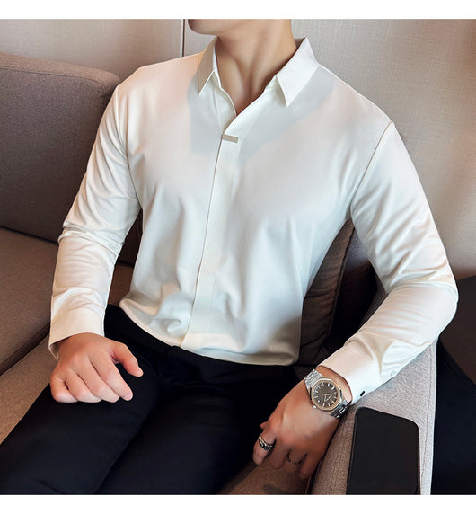 Camisa Manga Larga Cuello V sin Planchado - Image 30