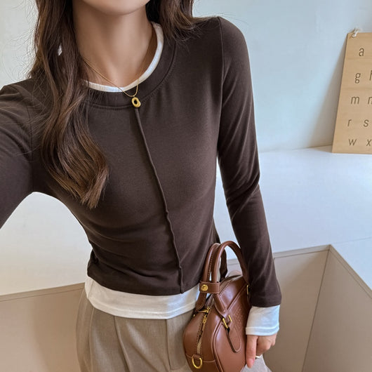 Blusa Elegante Cuello Redondo Falso Dos Cuerpos Premium para Mujer - Image 4