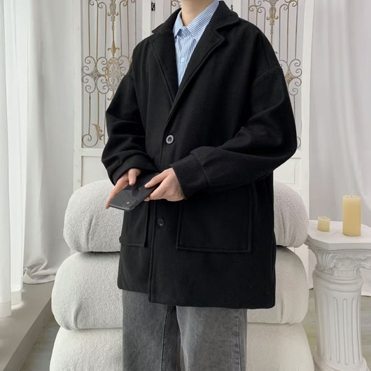 Abrigo de Lana Holgado para Hombre - Otoño e Invierno con Forro de Algodón - Image 3